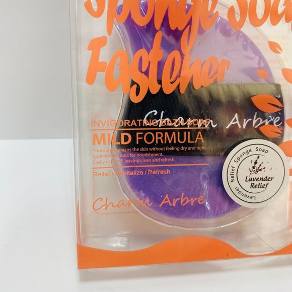Charm Arbre Sponge Soap Fastener Lavender Relief Mild Formula Exfoliates New - Picture 4 of 4
